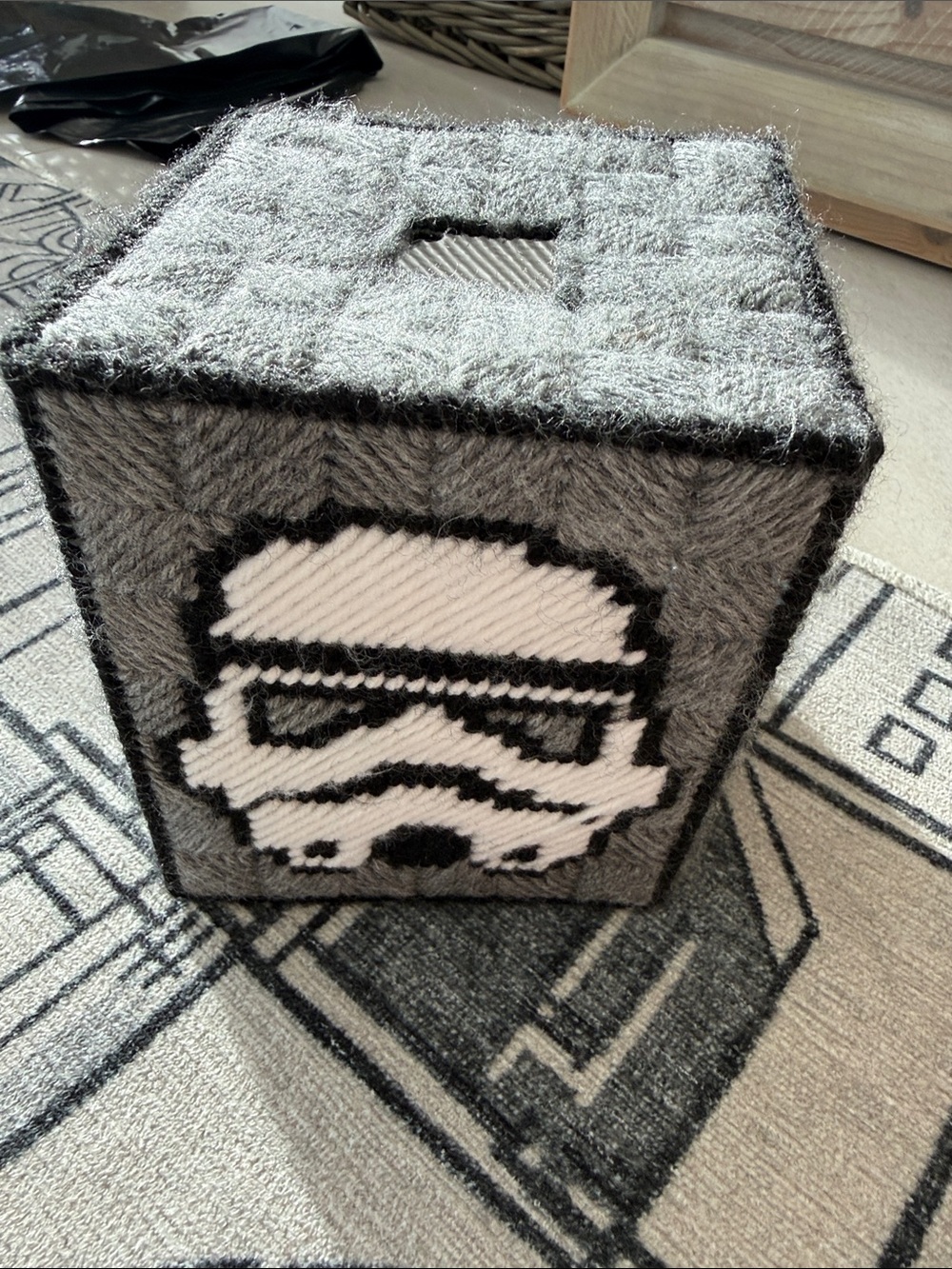 Handmade Stormtrooper Yarn-Wrapped Box | Gray & White